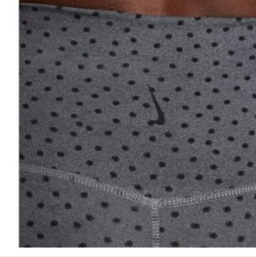 NIKE Gray Overlapping Waistband Polka Dot Yoga Leggings Size XS - Picture 3 of 6